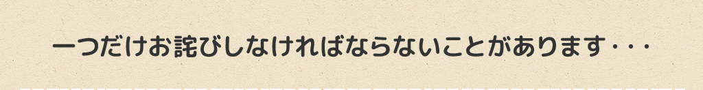 一つだけお詫びしなければならないことがあります・・・